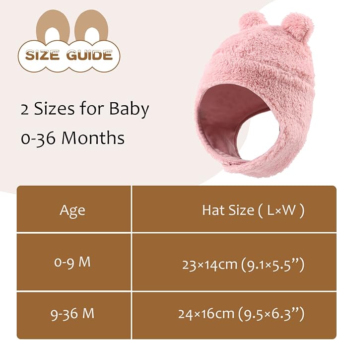 Bear Baby Winter Hat Toddler Earflap Beanie Unisex Infant Snow Cap Warm Fleece - Image 5