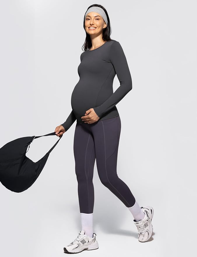 POSHDIVAH Women's Maternity Long Sleeve T Shirts Scoop Neck Pregnancy Tee Top - Image 5