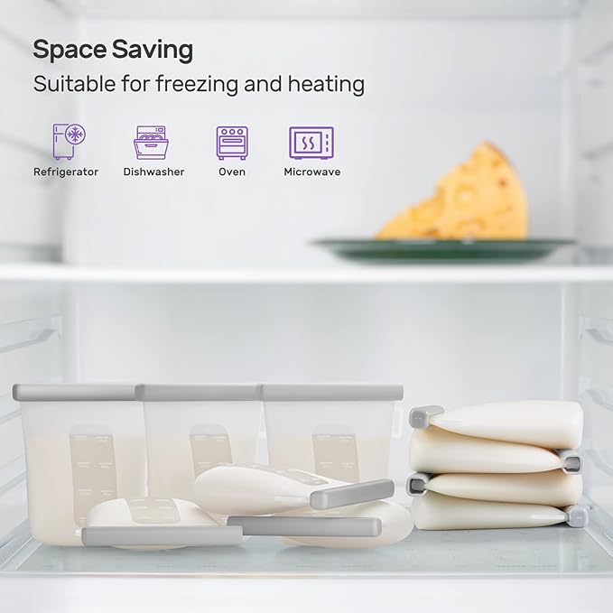 Nuliie 7 Pcs Silicone Breastmilk Storage Bags Reusable, 8oz/240ml Double - Image 6