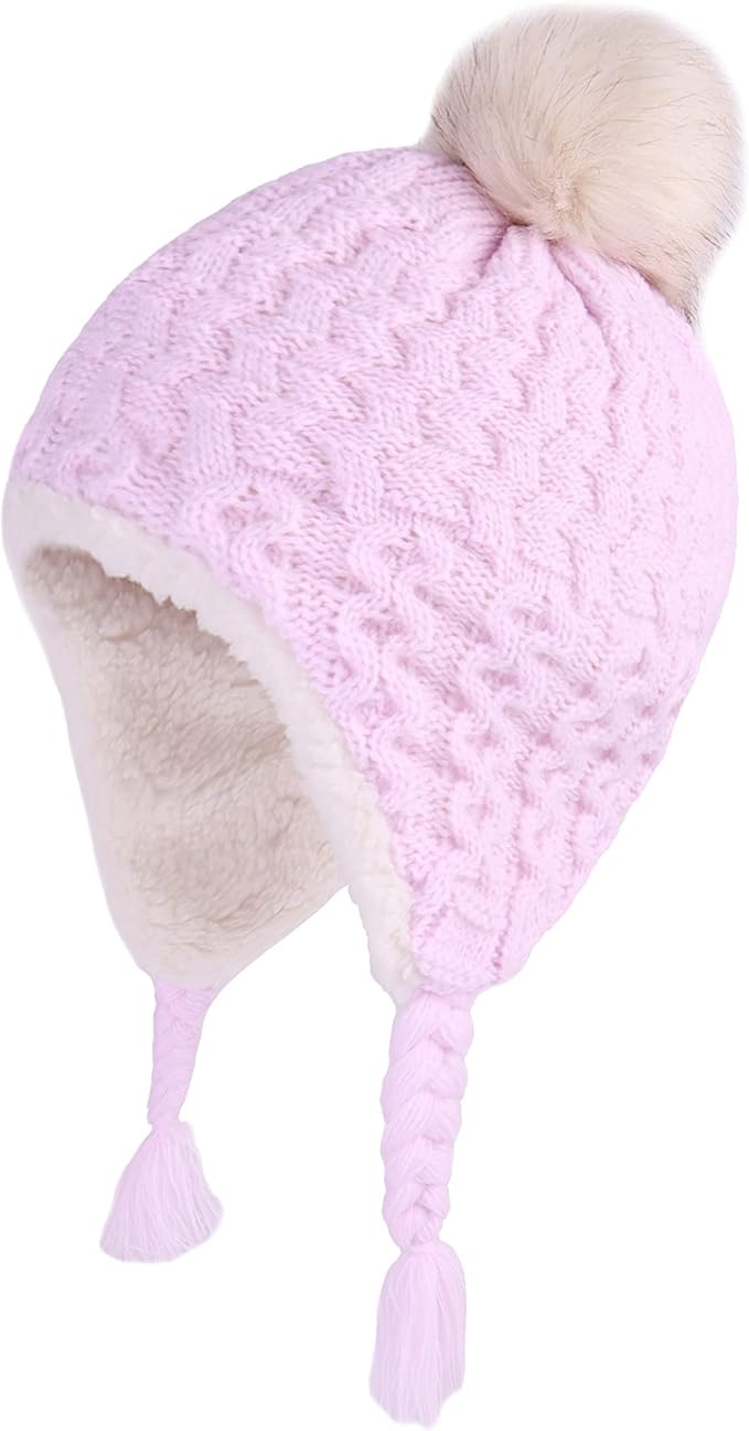 LANGZHEN Toddler Kids Infant Winter Hat, Earflap Knit Warm Cap Fleece Lined by LANGZHEN