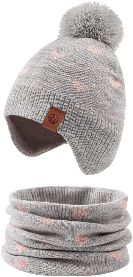 JANGANNSA Knitted Baby Hat Scarf Set Winter Warm Boys Girls Beanie Fleece by JANGANNSA