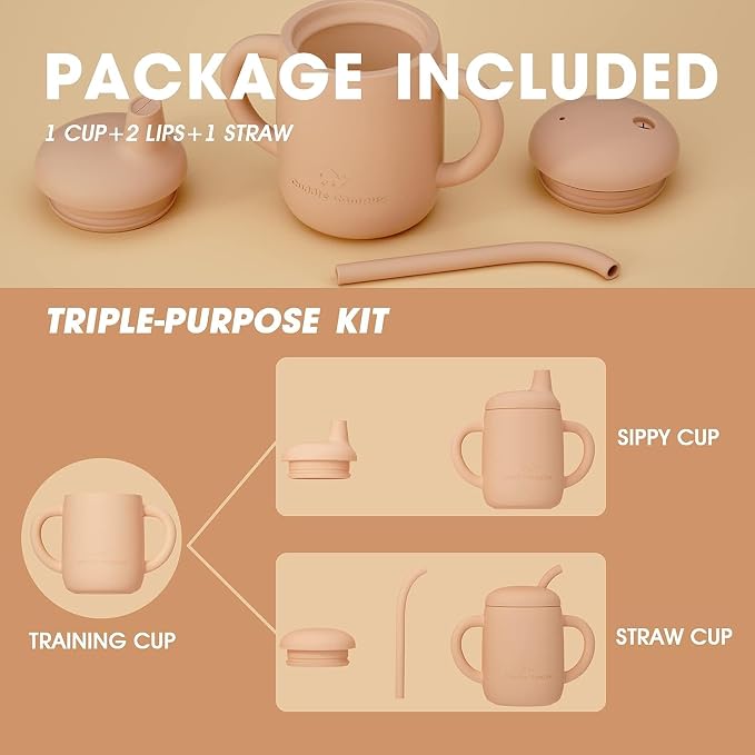Cuddle Campus Sippy Cups 7OZ, Baby Cups, Shatterproof Silicone Straw Cup - Image 2