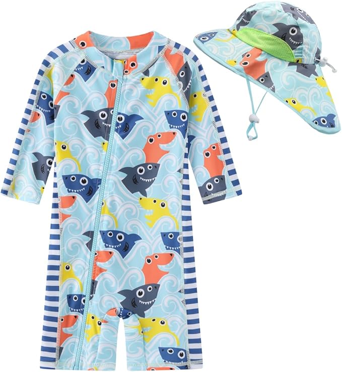 Toddler Baby Boys Swimsuit Rashguard One Piece Zipper Bathing Suit by Unknown