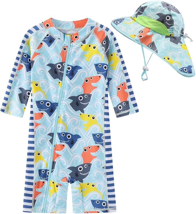 Toddler Baby Boys Swimsuit Rashguard One Piece Zipper Bathing Suit by Unknown