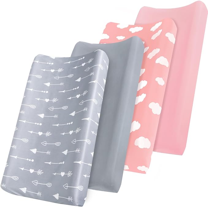 Changing Pad Cover Girl, Diaper Changing Pad Covers 4 Pack, Fitted Baby by Bilobanbabybedding