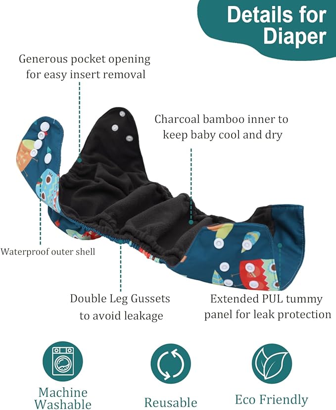 babygoal Reusable Charcoal Cloth Diapers - Image 4