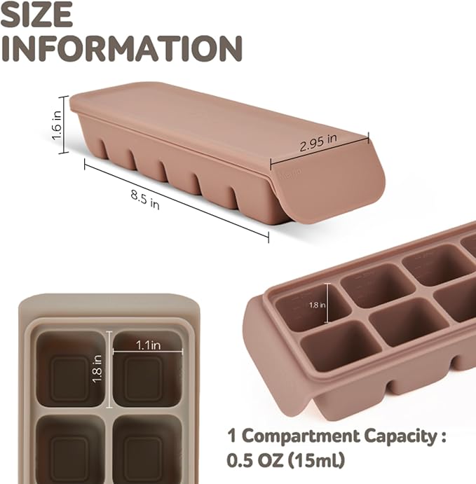 Silicone Freezer Trays with Lid, 2ea 0.7oz 12 Cube-Leak Proof Silicone Freezer - Image 6