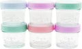 WeeSprout Baby Food Storage Glass Jars w/Lids Pastel Variety, Reusable Small by WeeSprout