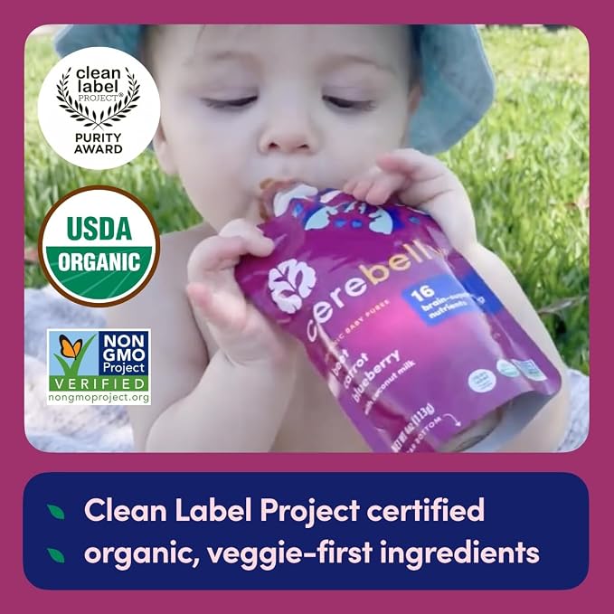 Cerebelly Organic Baby Food Pouches, Beet Carrot Blueberry Purees, 16 Nutrients - Image 3