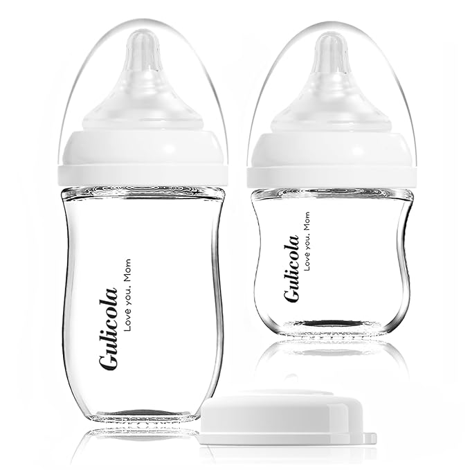 Gulicola Natural Glass Baby Bottle Newborn Set, 3 oz and 5 oz by GulicolaBaby