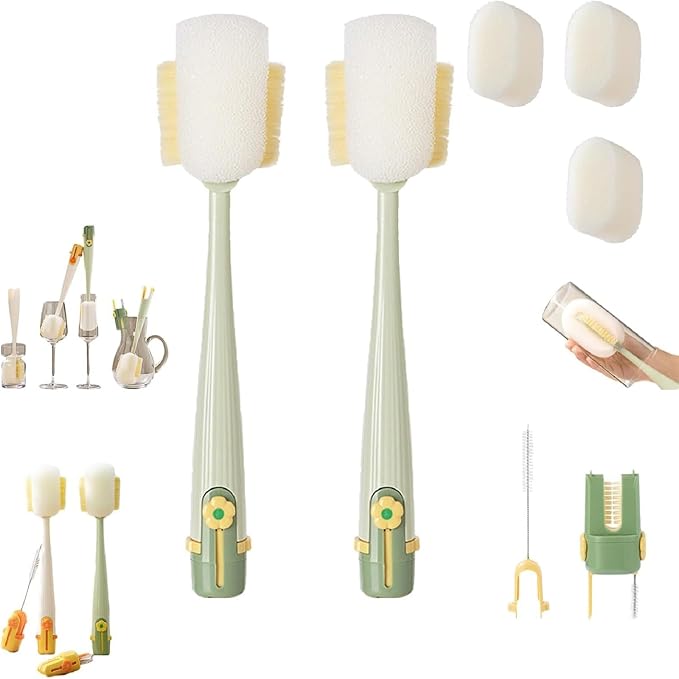 5 in 1 Bottle Cleaning Brush Set, 5‑in‑1 Multifunctional Bottle Cleaning Brush by ZANWANXIN