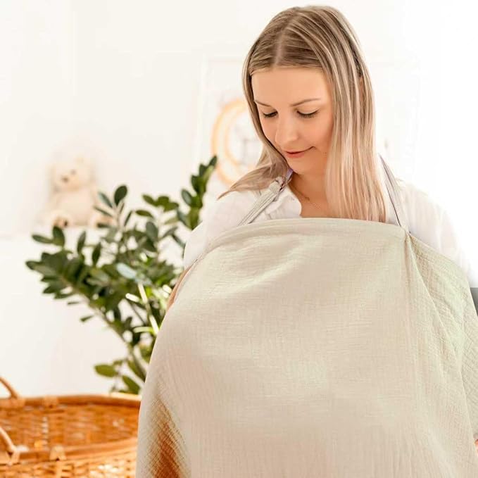 Muslin Nursing Cover for Breastfeeding, Privacy Breathable Breastfeeding Cover - Image 6