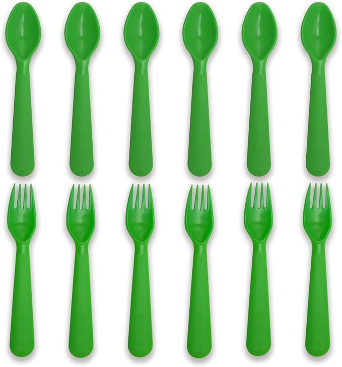 12 Pcs Kids Spoons and Forks Toddler Utensils Plastics Reusable Silverware Baby by Muulaii