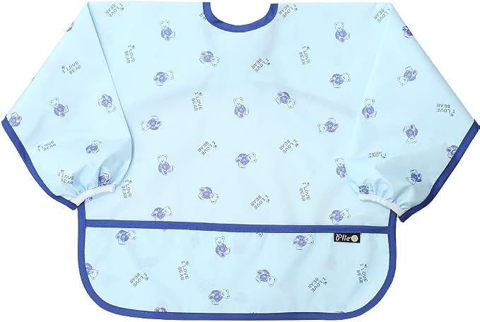 Long Sleeve Waterproof Bib for Toddlers – Feeding Smock for Baby Mealtime by Plie