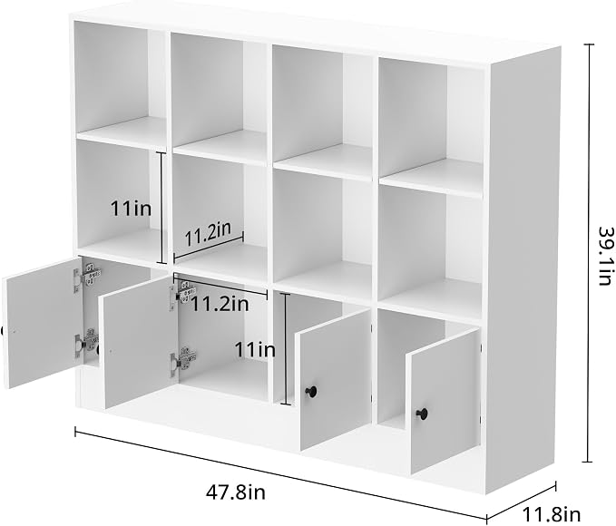 White Bookshelf, Wood Bookcase - Image 2