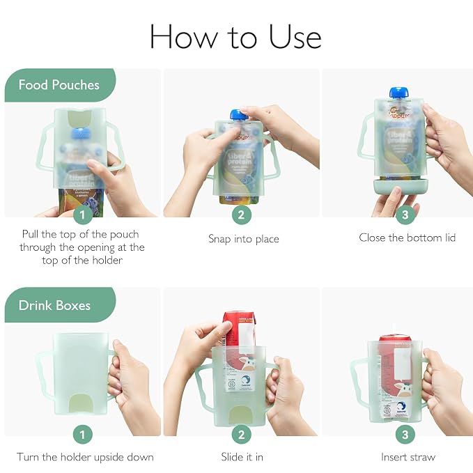 Momcozy Baby Pouch Holder No Squeeze, Baby Food & Juice Box Holder, Easy Grip - Image 8