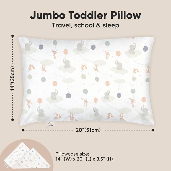 KeaBabies Toddler Pillow with Pillowcase, Jumbo 14X20 - Image 3