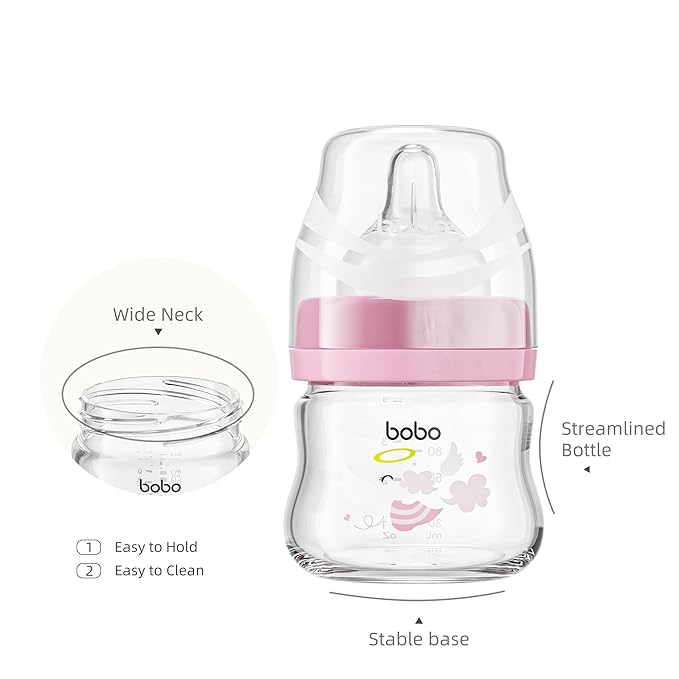 YOHKOH Glass Baby Bottles with Slow Flow Nipple, Newborn Anti-Colic Baby Bottles - Image 3