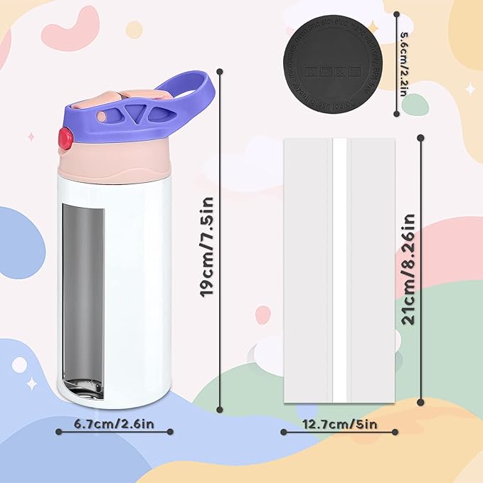 Kids Sublimation Tumbler, 12oz Sublimation Water Bottle Blanks, Straight - Image 7