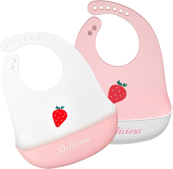 Silicone Bibs for Babies and Toddlers 2 Sets Feeding Bibs for Boy and Girl by Eimmabey