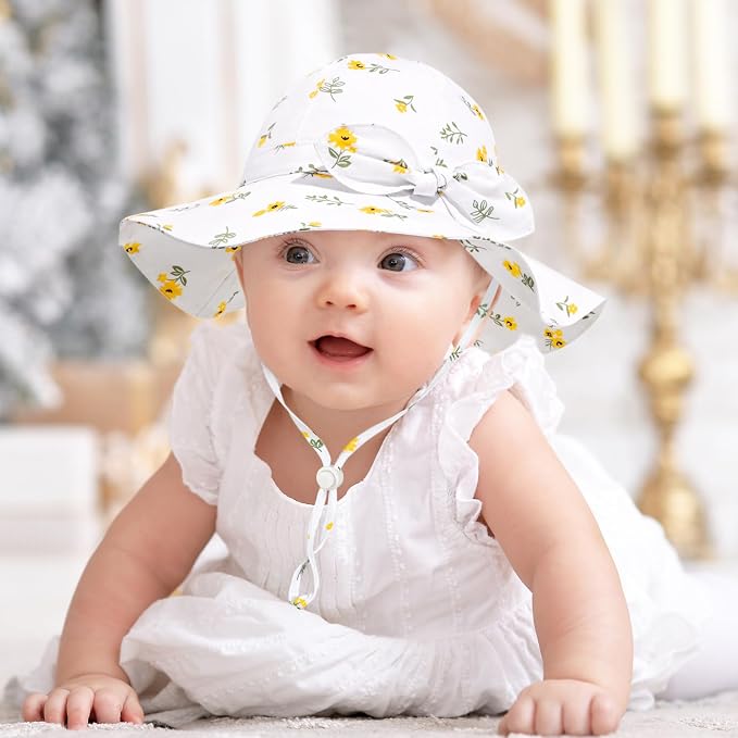 Baby Girl Sun Hat with UPF 50+ Outdoor Adjustable Beach Hat with Wide Brim - Image 5