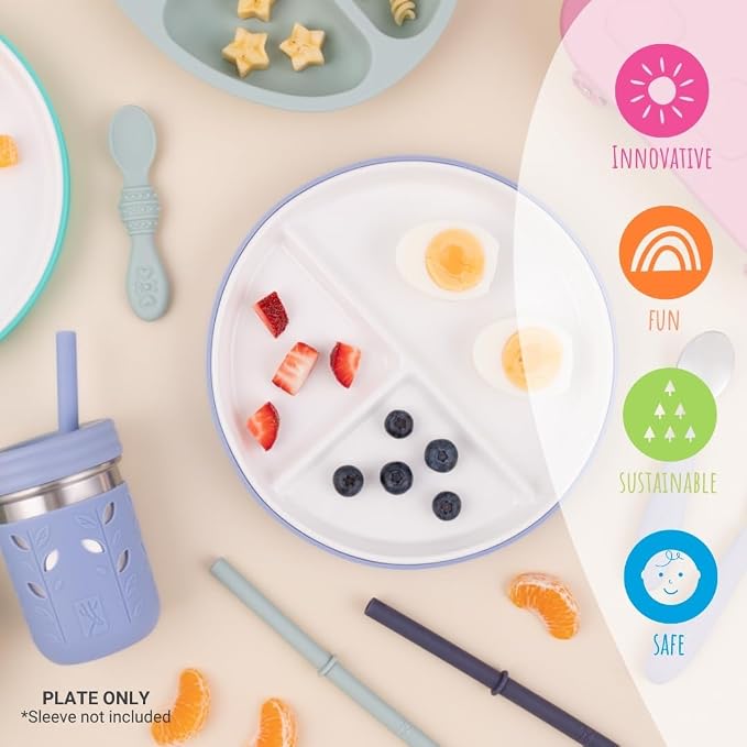 Elk and Friends Kids 7.8” Porcelain White Plates | Divided Plates | Suitable - Image 7