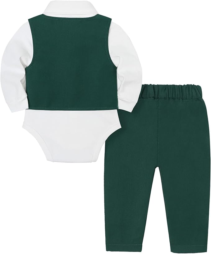 Baby Boy Clothes Suits Infant Gentleman Wedding Outfit Formal Dress Shirt Vest - Image 2