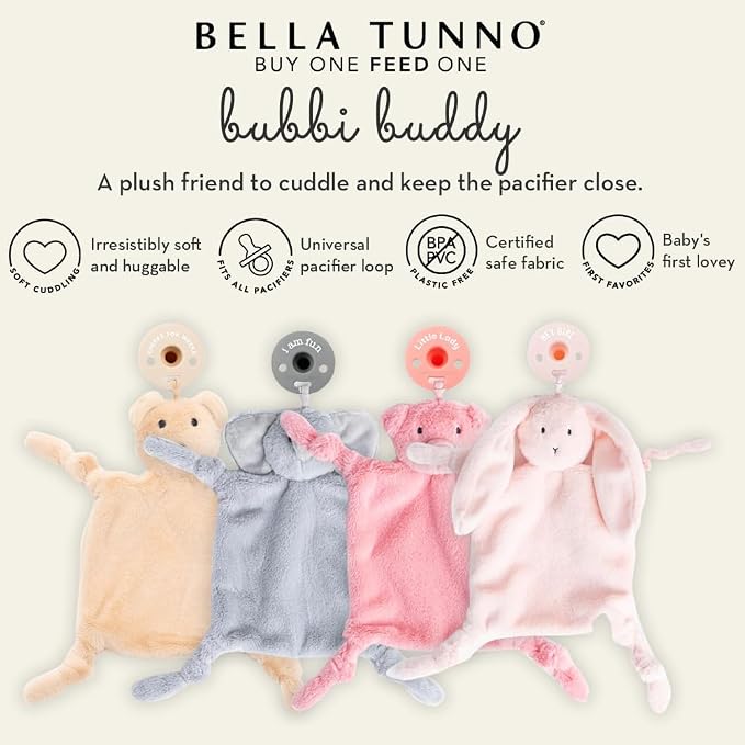 Pacifier Holder with Detachable Pacifier by Bella Tunno, Soft Animal Lovey - Image 2