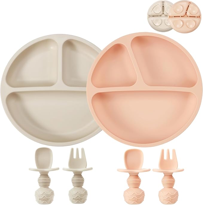 PandaEar 2 Pack Silicone Divided Suction Plates by PandaEar