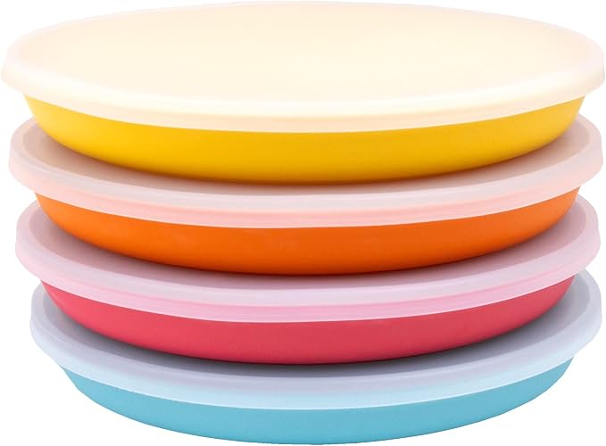 WeeSprout Bamboo Plates with Silicone Lids, Kid-Sized Dinnerware, Leftovers & by WeeSprout