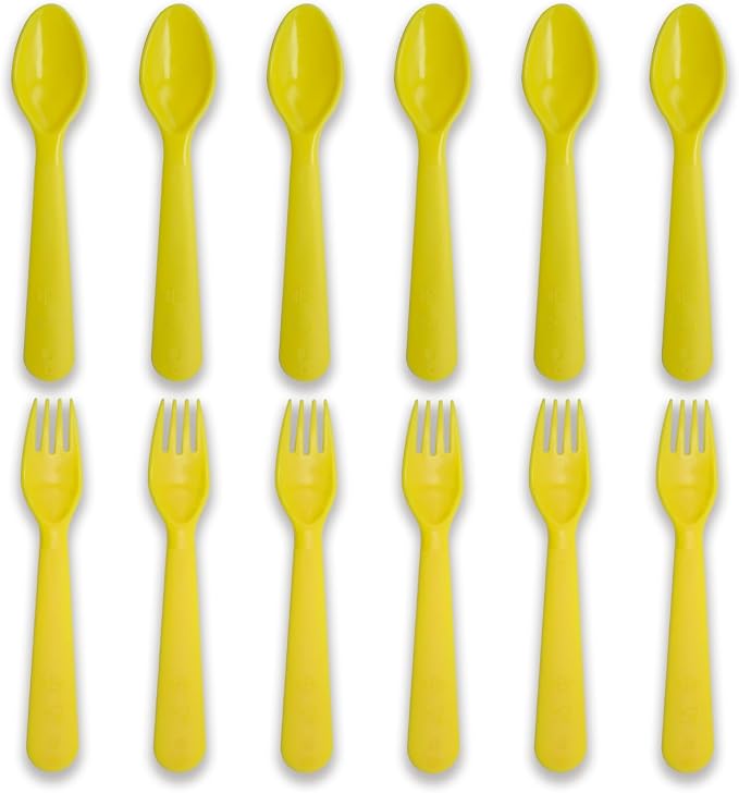 12 Pcs Kids Spoons and Forks Toddler Utensils Plastics Reusable Silverware Baby by Muulaii