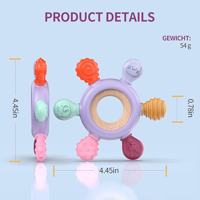 akolik Teething Toys for Babies, Baby Teethers Toy Teething Ring Silicone - Image 6