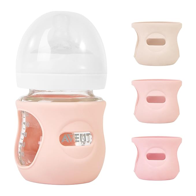 3 Pack Silicone Sleeves for Philips Avent Natural Glass Baby Bottles, Anti by MINMUNJIU