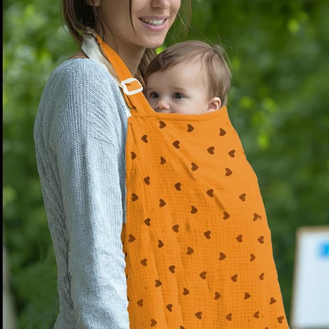 Muslin Nursing Covers for Breastfeeding, Arch Neckline Breast Feeding Covers - Image 8