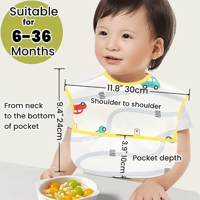 TSD Baby Bibs Waterproof Feeding Bibs 5pack Adjustable Mealtime Poctet Bib - Image 5