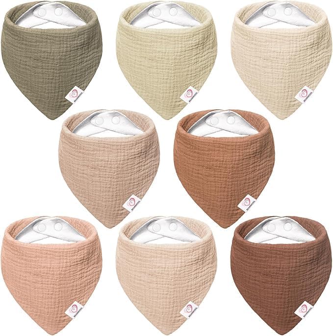 Bearmoss Muslin Baby Bibs 8 Pack Soft Bandana Bibs by Bearmoss