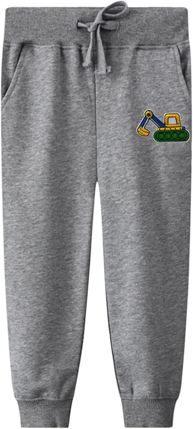 LOKTARC 2 Pack Boys Drawstring Sweatpants Cute Pattern Cotton Sport Jogger Pants - Image 2