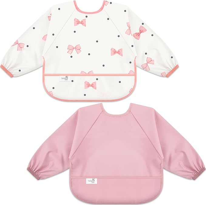 Long Sleeve Baby Bib, Waterproof Fabric, Catch-All Pocket, Baby Smock Bib by Unknown
