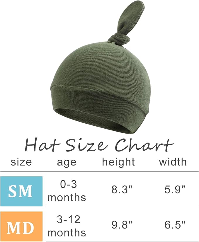 JANGANNSA Newborn Baby Hat Infant Baby Boys Beanie Top Knot Stretchy Hats - Image 6
