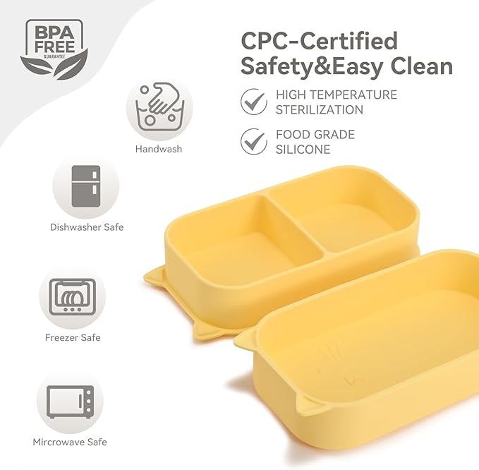 Portable Baby Plates with Suction, Non-Slip Dishwasher Safe Plates & Utensils - Image 2
