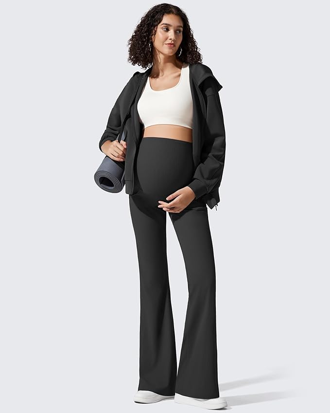 G4Free Ribbed Maternity Flare Yoga Pants - Image 6