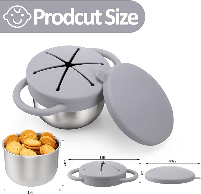BUSOHA 2 Pack Stainless Steel Toddler Snack Cups - 9 OZ Snack Cups - Image 2