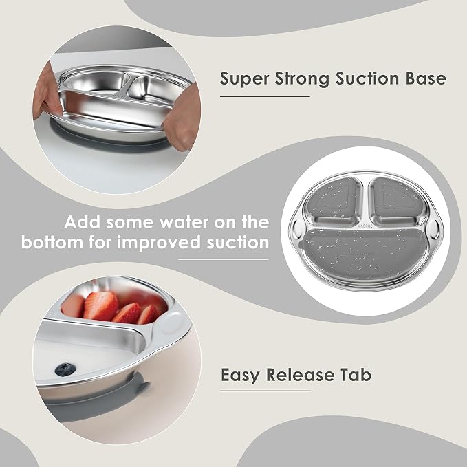 MR. CHOU Stainless Steel Baby Suction Plate, Divided Plates - Image 3