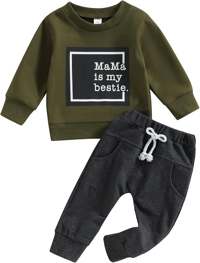 Toddler Baby Boy Clothes Solid Color Long Sleeve Crewneck Sweatshirt Top Casual by MABABY