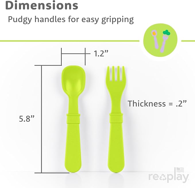 RE-PLAY Made in USA 8pk Toddler Feeding Utensils Spoon and Fork Set | Eco - Image 8