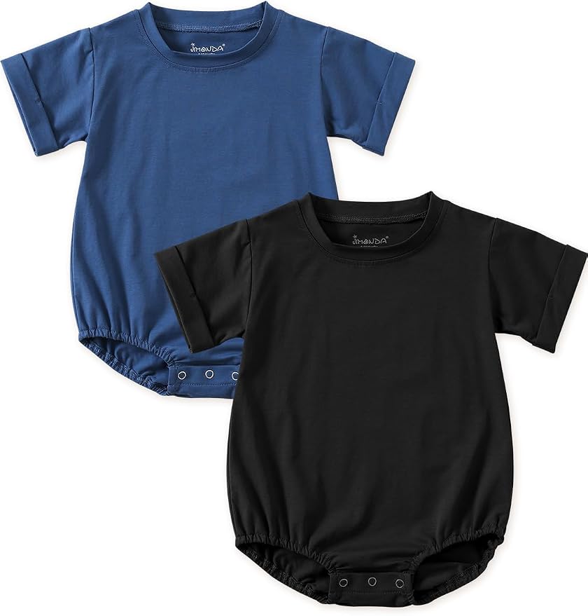 Jimonda Baby Bubble Romper Boy Girl Solid Color T-Shirt Outfits Short Sleeve by JimondaBaby