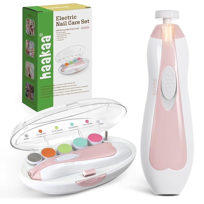 haakaa Baby Nail Trimmer Electric Safe Baby Nail Clippers Baby Nail File Kit by haakaa