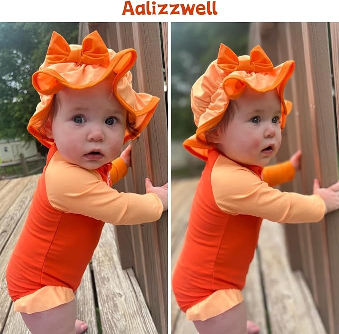Aalizzwell Baby Girls Long Sleeve One Piece Swimsuit - Image 2