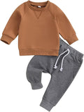 Toddler Baby Boy Clothes Solid Color Long Sleeve Crewneck Sweatshirt Top Casual by MABABY