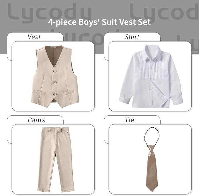 Boys Vest Set Formal Dress Suits Wedding Outfit Dresswear - Image 2